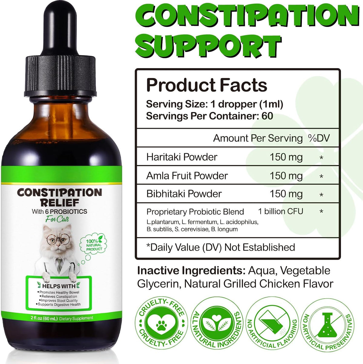 Onznoz feline stool softener supplement showing chicken flavor label details