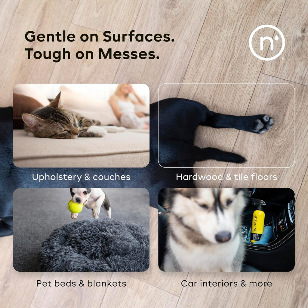 Nonaste pet odor eliminator spray nozzle and bottle detail