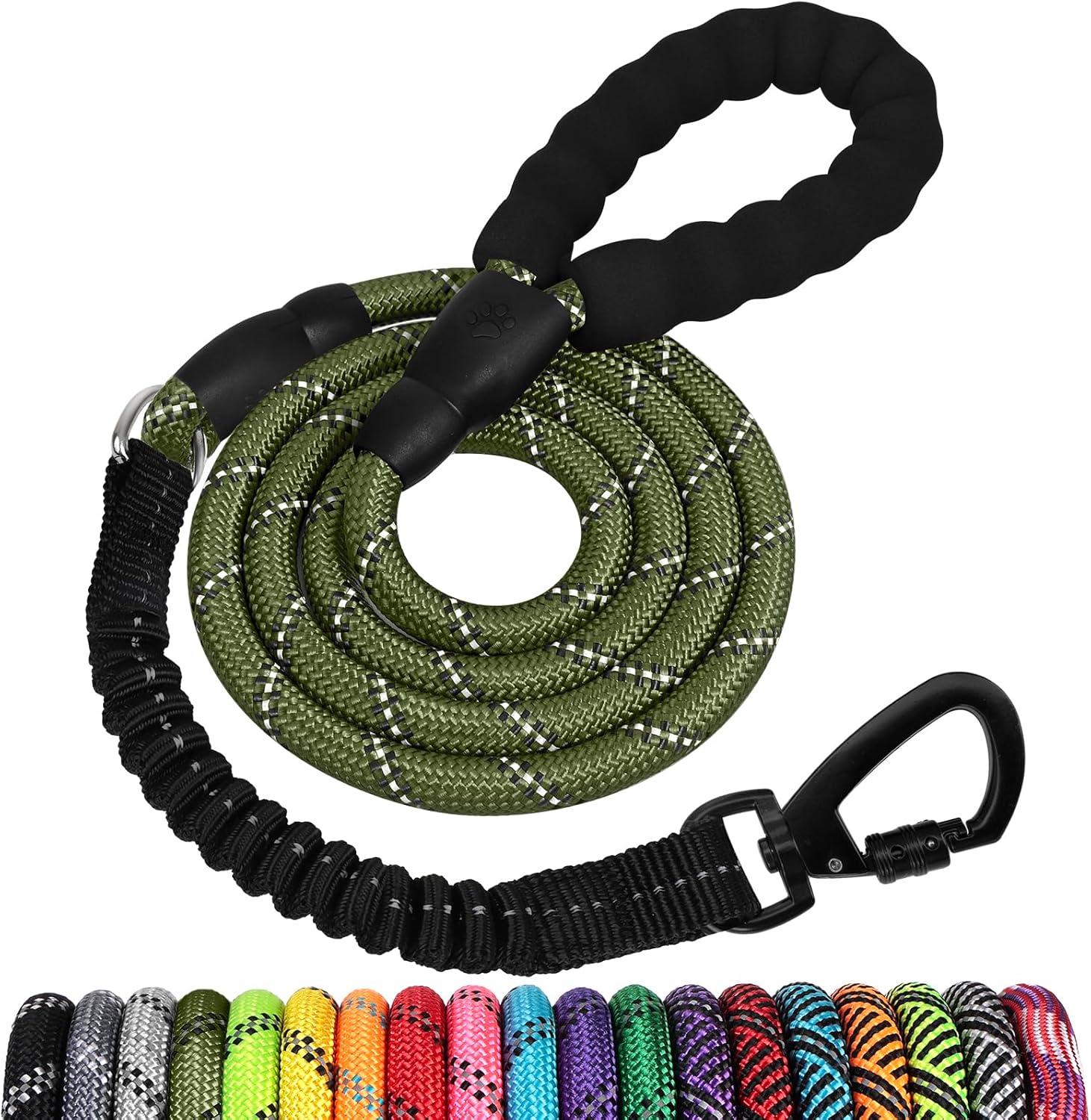 Long Dog Leash 15 FT: Heavy Duty Rope Leashes for Dogs Training with Swivel Lockable Hook Reflective Threads Bungee and Padded Handle - Dog Lead for Large Small Medium Dogs Outside Walking Hiking - Image 10