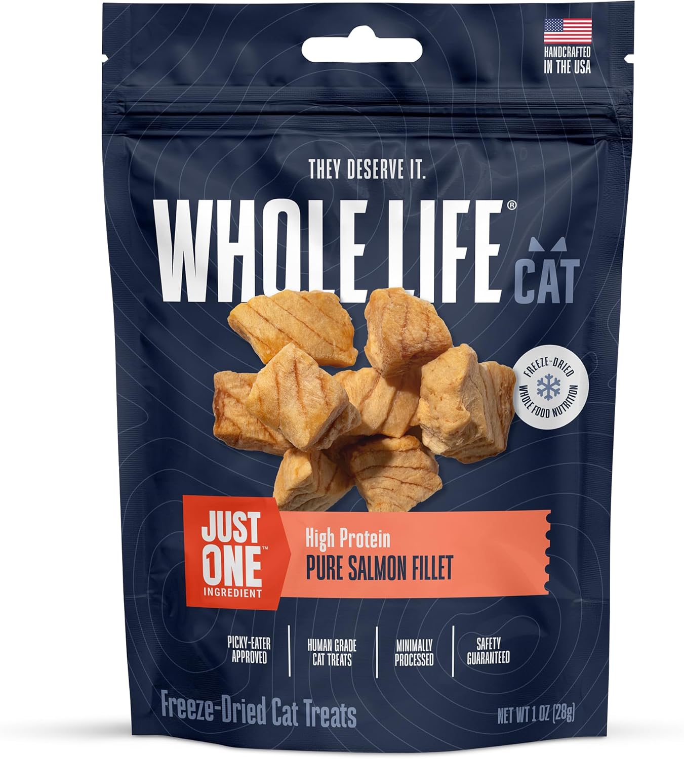 Whole Life Cat Just One Salmon Freeze Dried Cat Treats - Human Grade High Protein Food, Healthy Training Snacks, Freeze Dried Salmon Food Toppers, USA Made Natural Treats - 7.5 oz (Pack of 1) - Image 12