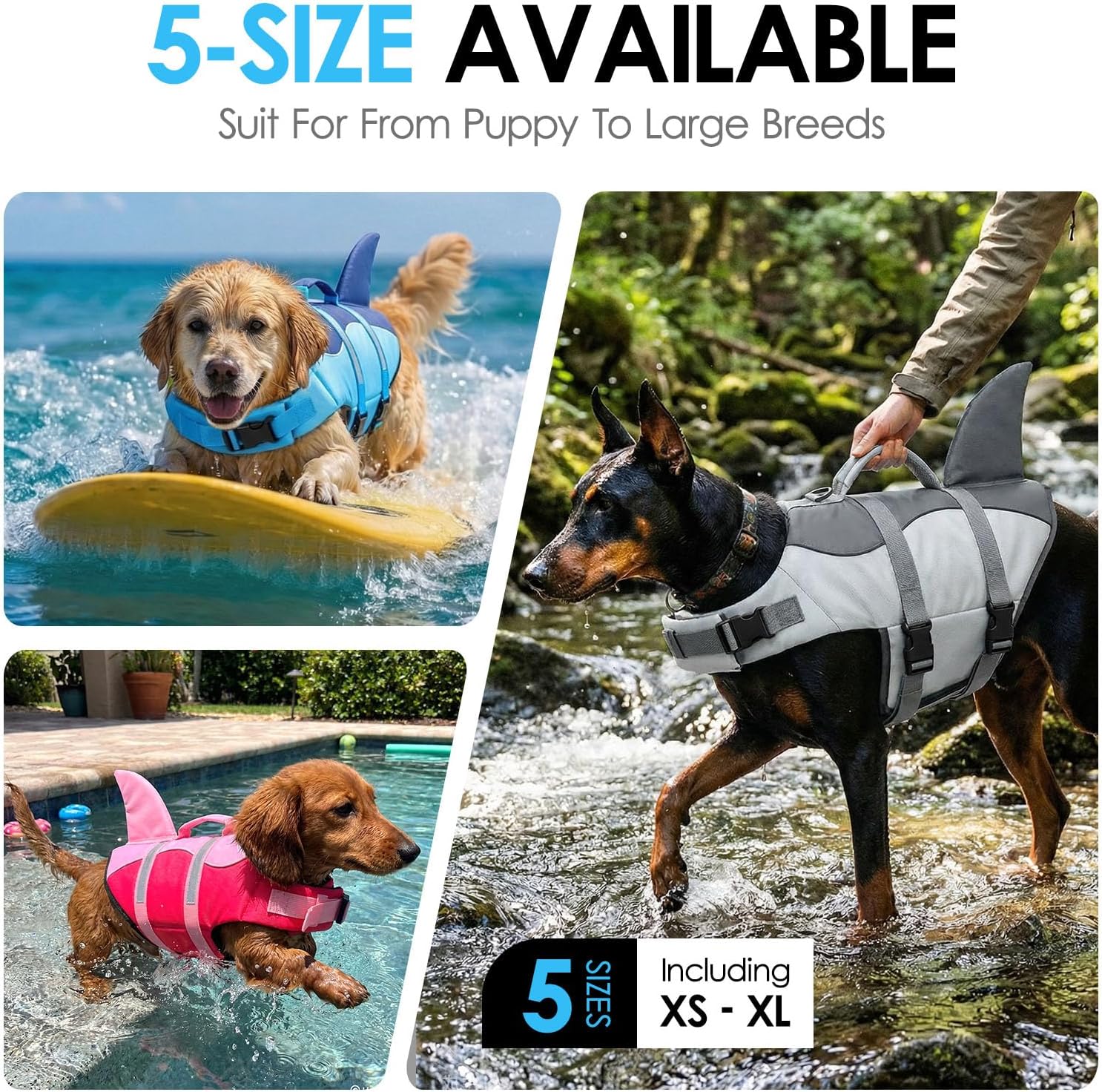 AOFITEE extra large dog life vest showing the reflective safety stripes.
