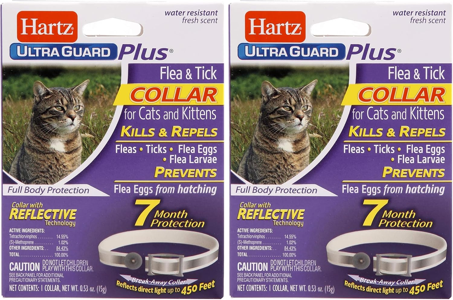 Close up of Hartz cat flea collar safety breakaway feature
