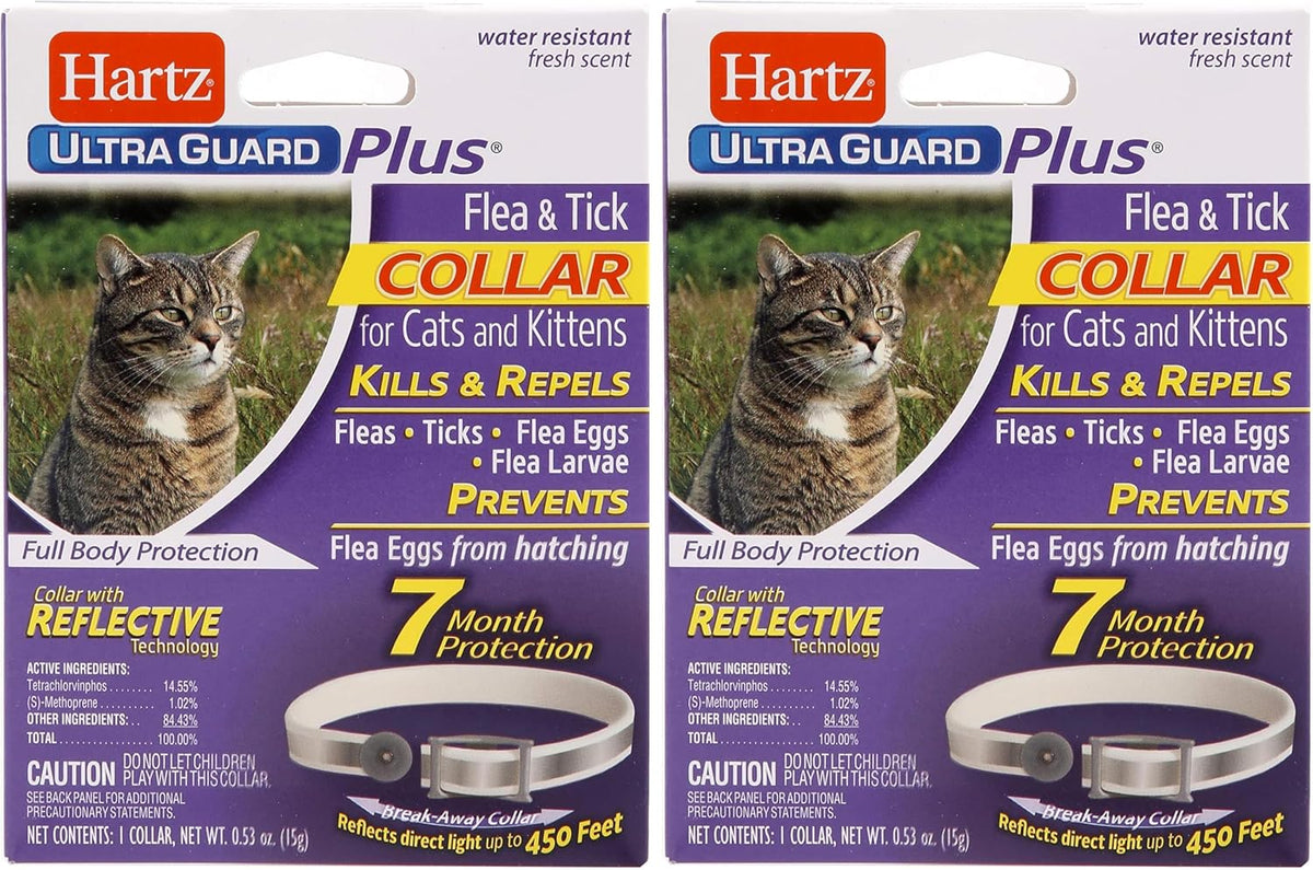 Close up of Hartz cat flea collar safety breakaway feature