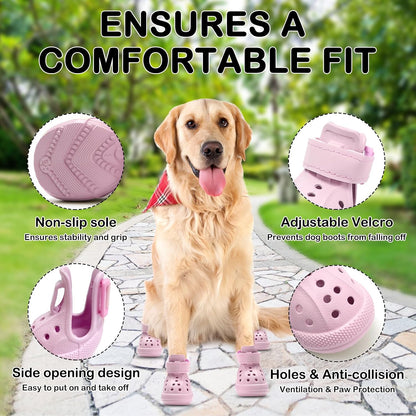 Ugrasea waterproof dog boots with adjustable reflective straps