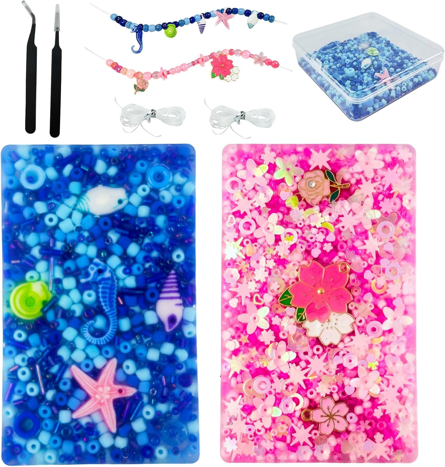BekoNest picky pad skin picking fidget toy front view showing blue and pink silicone pads with embedded beads