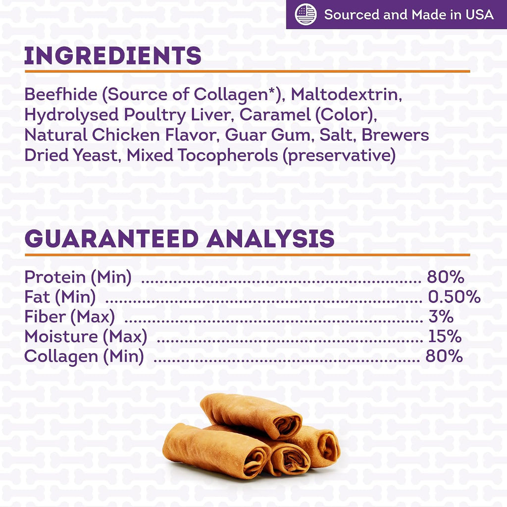 Authentic American imported digestible dog chew treats close up