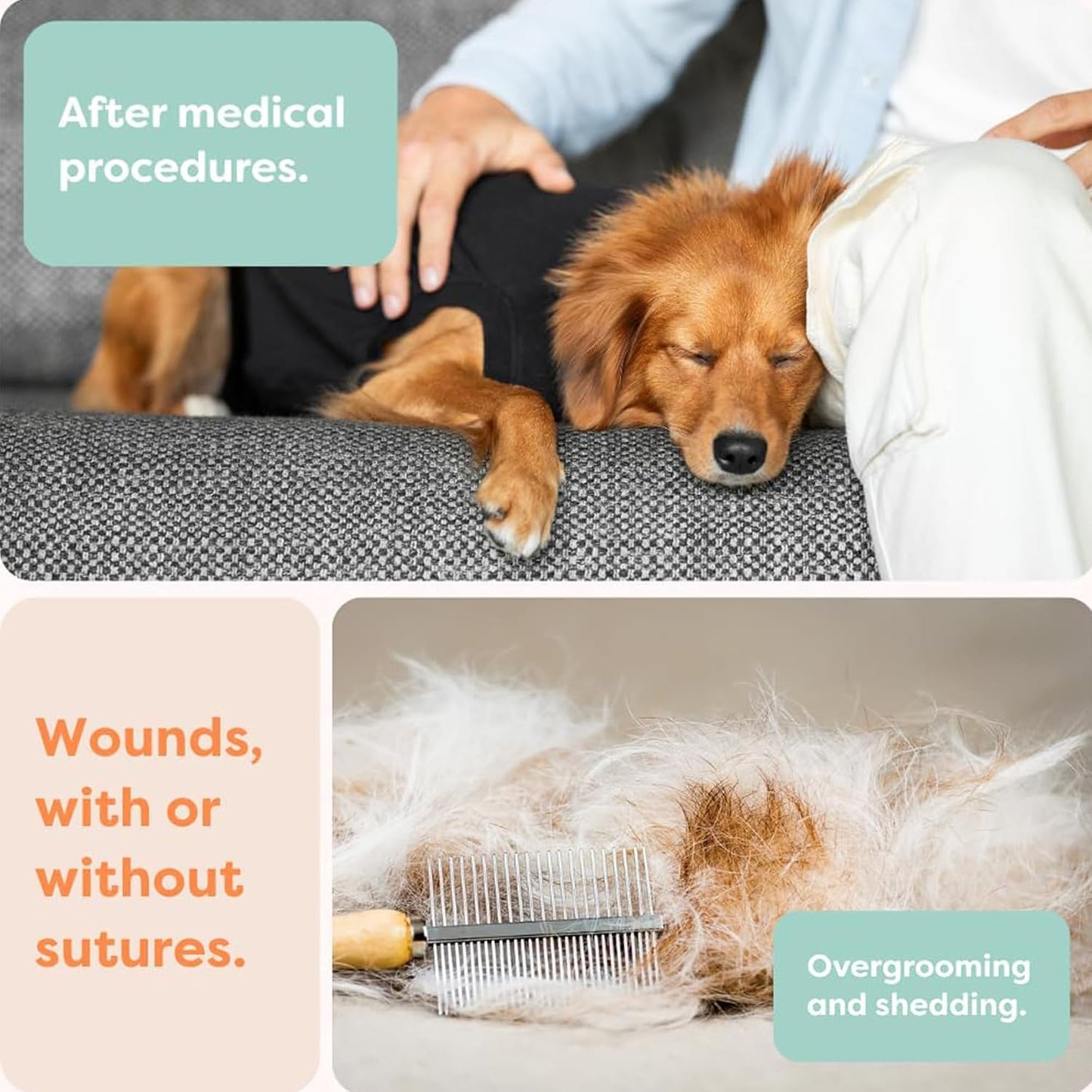 Authentic USA imported Suitical dog recovery suit packaging layout
