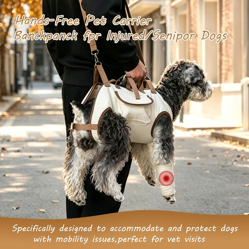 Rear view of the portable pet shoulder carrier with padded straps for ergonomic comfort.
