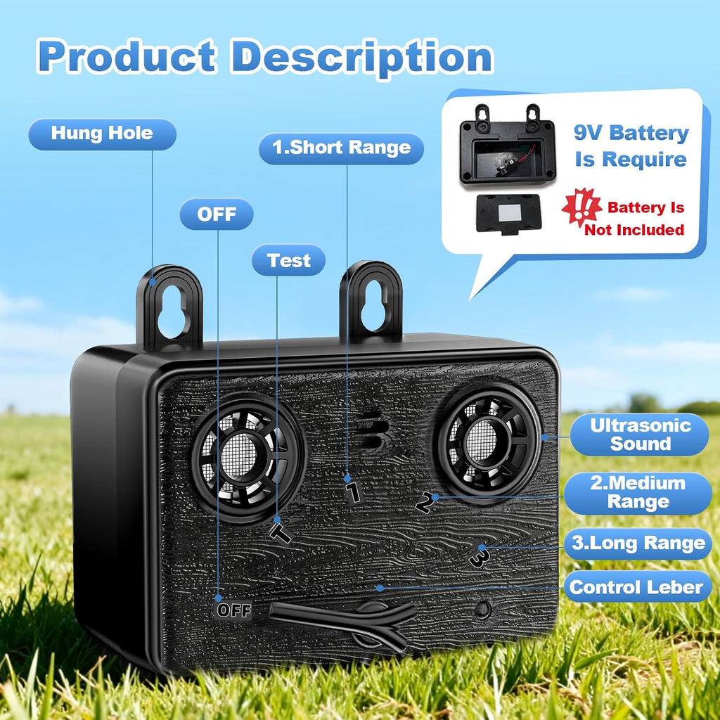 Outdoor dog bark control device package contents