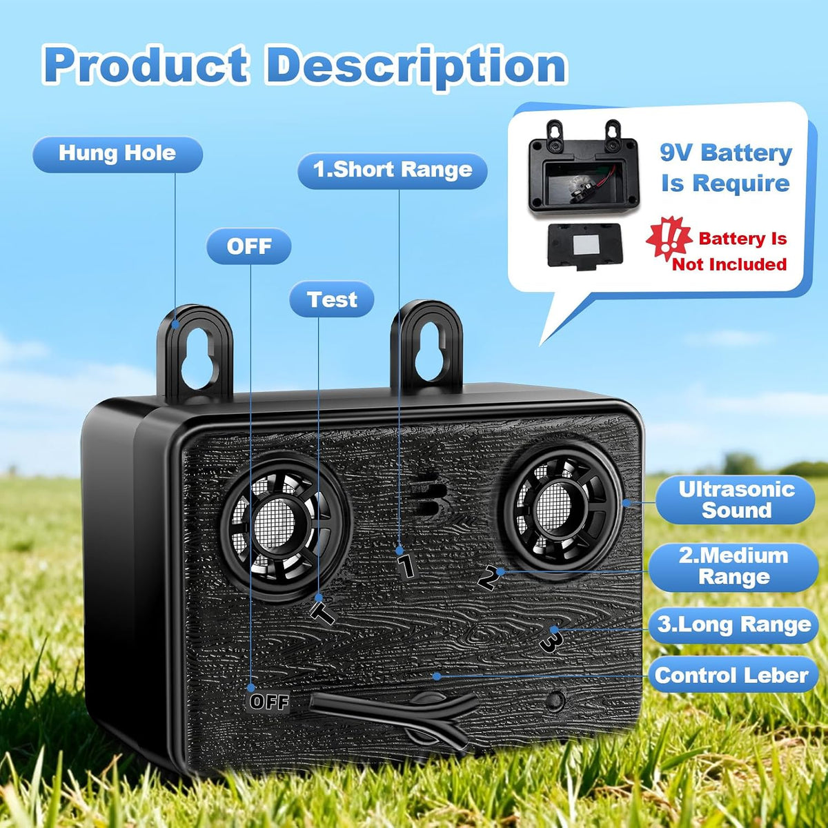 Outdoor dog bark control device package contents