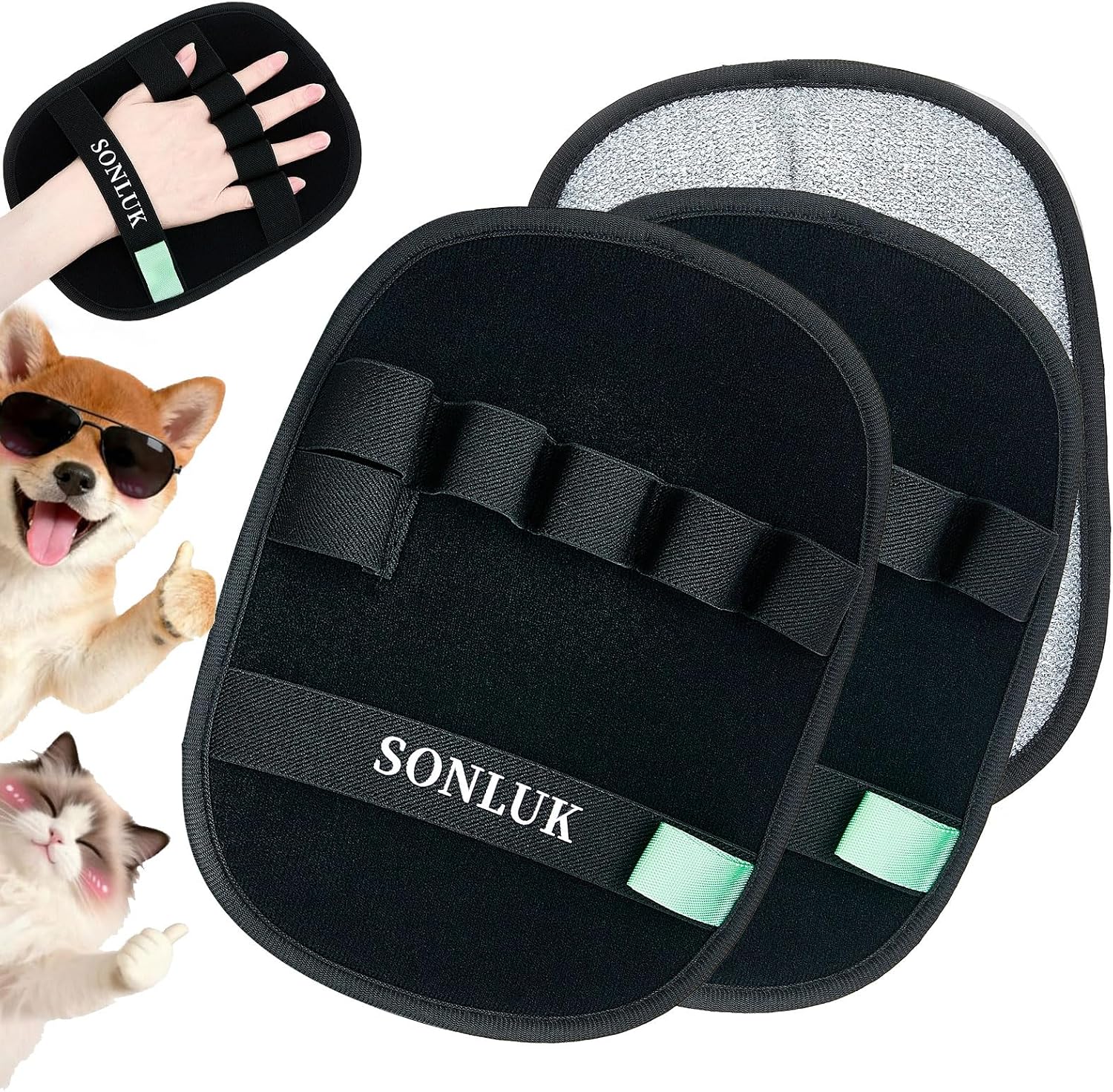 Sonluk 2 Pack Pet Hair Removal Glove front view