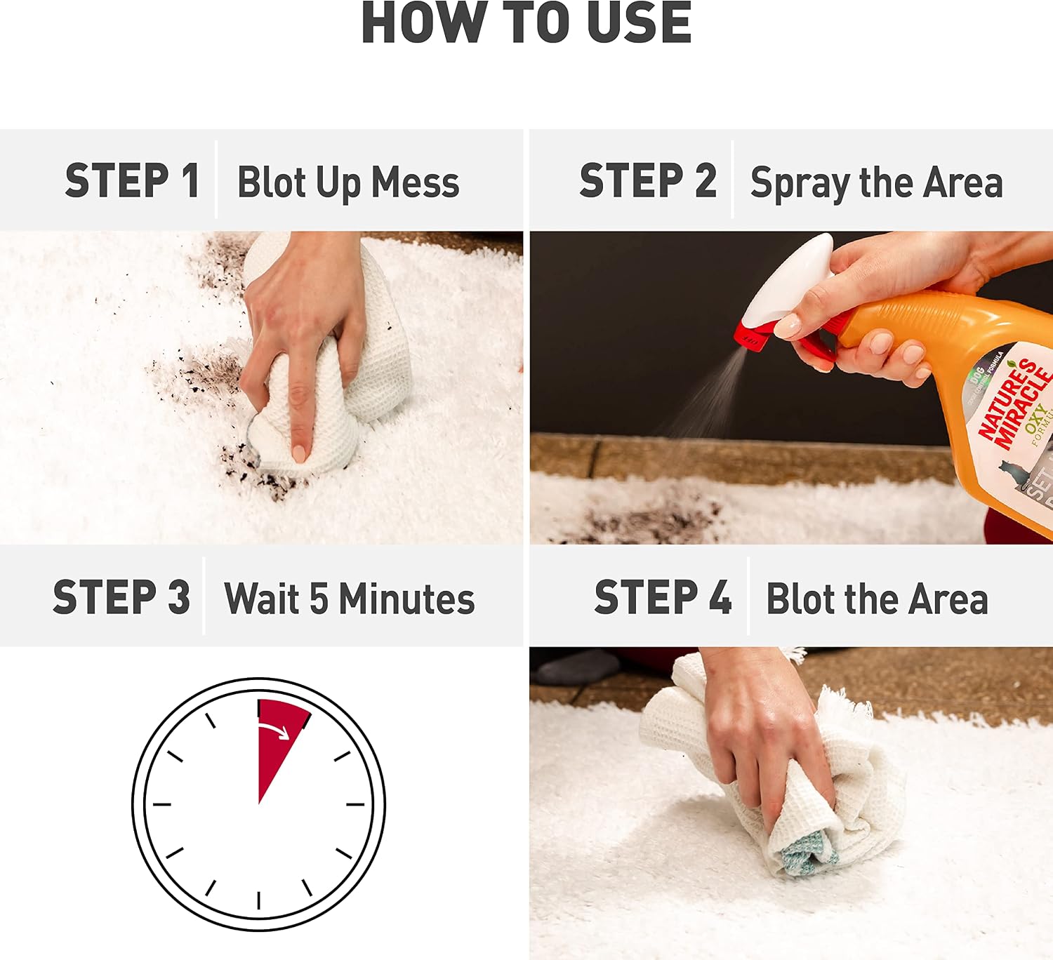 Imported pet cleaning spray for cat urine and organic household messes.