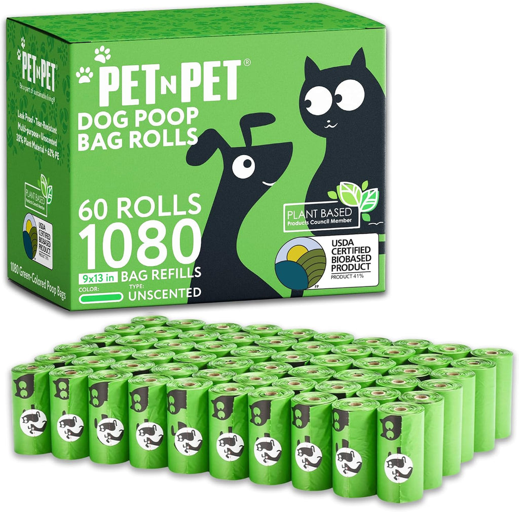 Pet N Pet 1080 Counts Black Poop Bags for Dogs, 41% Plant Based & 59% PE Extra Thick Dog Poop Bags Rolls, 9" x 13", Unscented Pet Waste Bag - Image 9