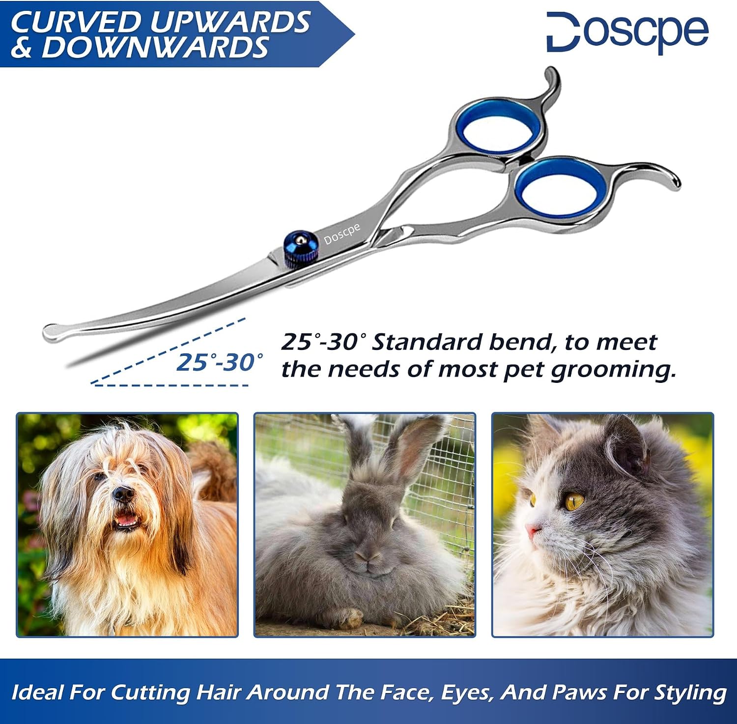 Doscpe professional cat and dog grooming shears with noise reducing rubber muffler