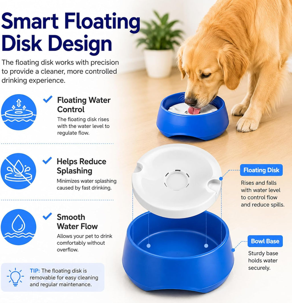 Travel friendly no wet mouth pet bowl showing the sturdy anti tip base stability.