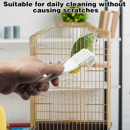Birdcage cleaner brush showcasing ergonomic long handle