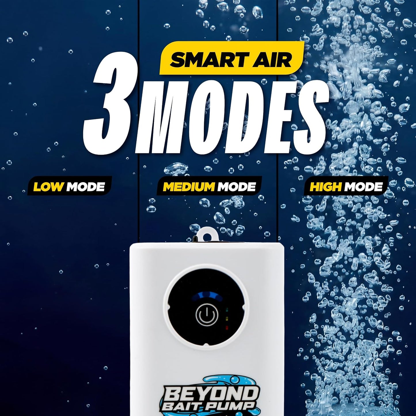 Top view of Beyond Braid compact fishing aerator control button