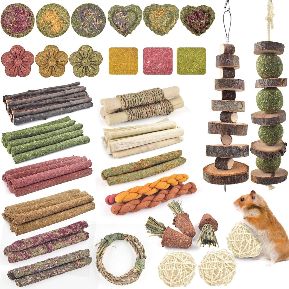 Premium imported pet safe wood and grass teething accessories collection for small herbivores
