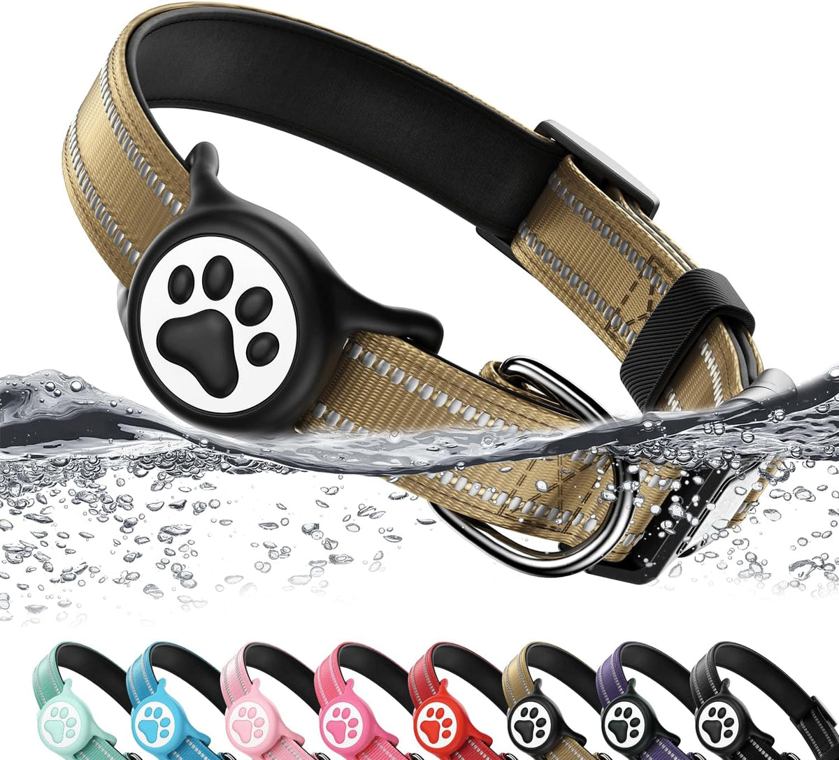 Airtag Dog Collar, Reflective Ultra-Durable Nylon Padded with QR Code Buckle & IP68 Waterproof Air Tag Holder Compatible for Apple AirTag, Comfortable for Small Medium Large Dogs(Pink,L) - Image 11