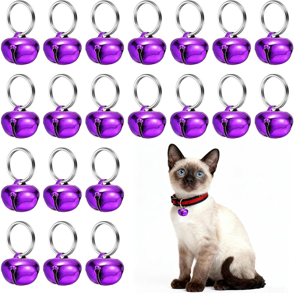 Cat Bells, Small Pets Cross Copper Bells Collars Charm with Key Rings Loud Crisp Sound Anti-Lost - Image 12