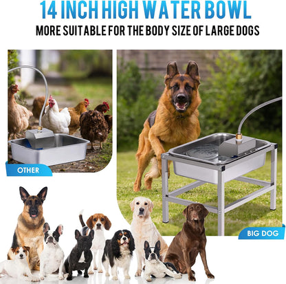 Khearpsl automatic stainless steel pet waterer fully assembled outdoor view