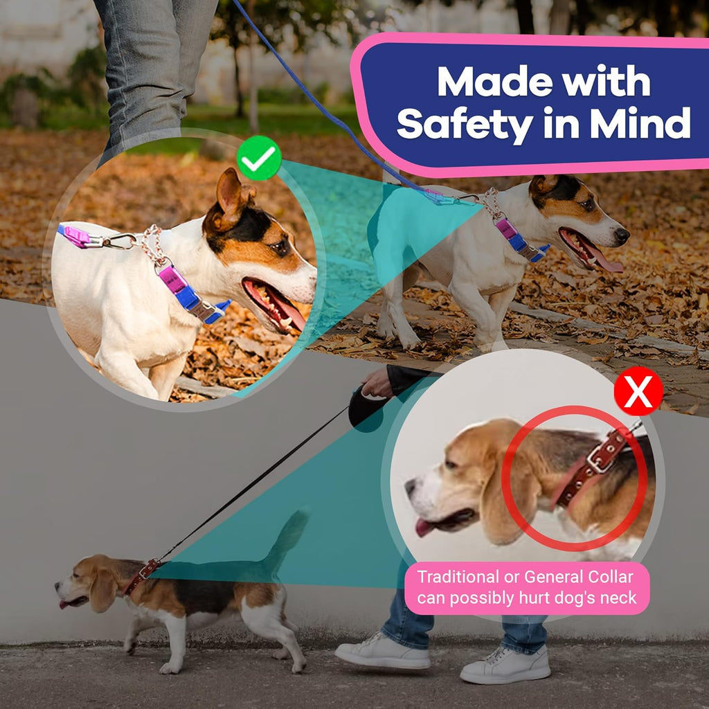 Side angle of the large size waterproof dog collar demonstrating the gentle tension system for smooth leash training