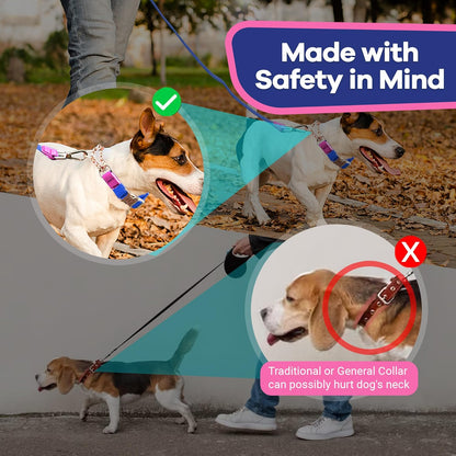 Side angle of the large size waterproof dog collar demonstrating the gentle tension system for smooth leash training