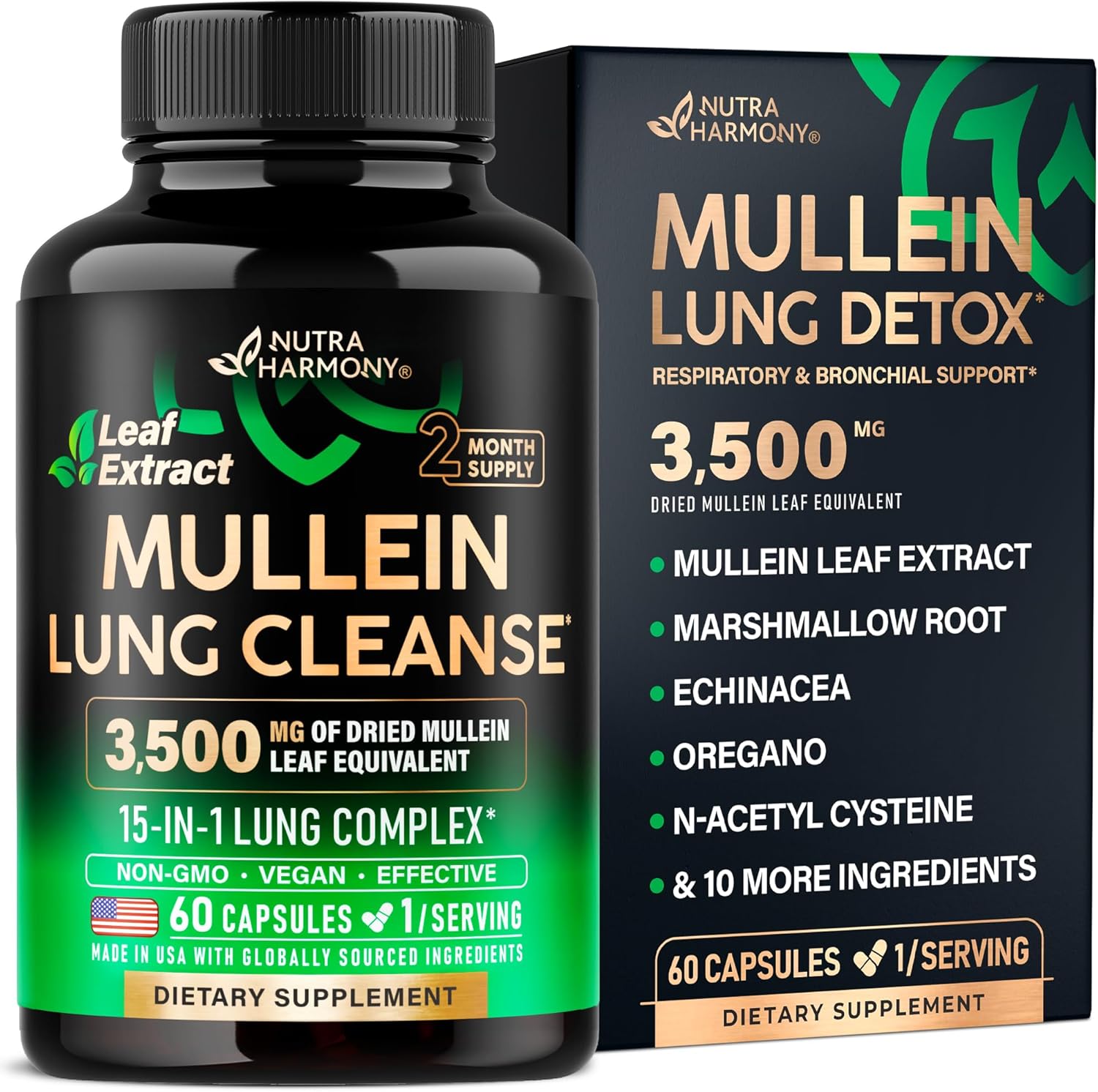 NutraHarmony Mullein Leaf Extract and NAC Lung Support front view