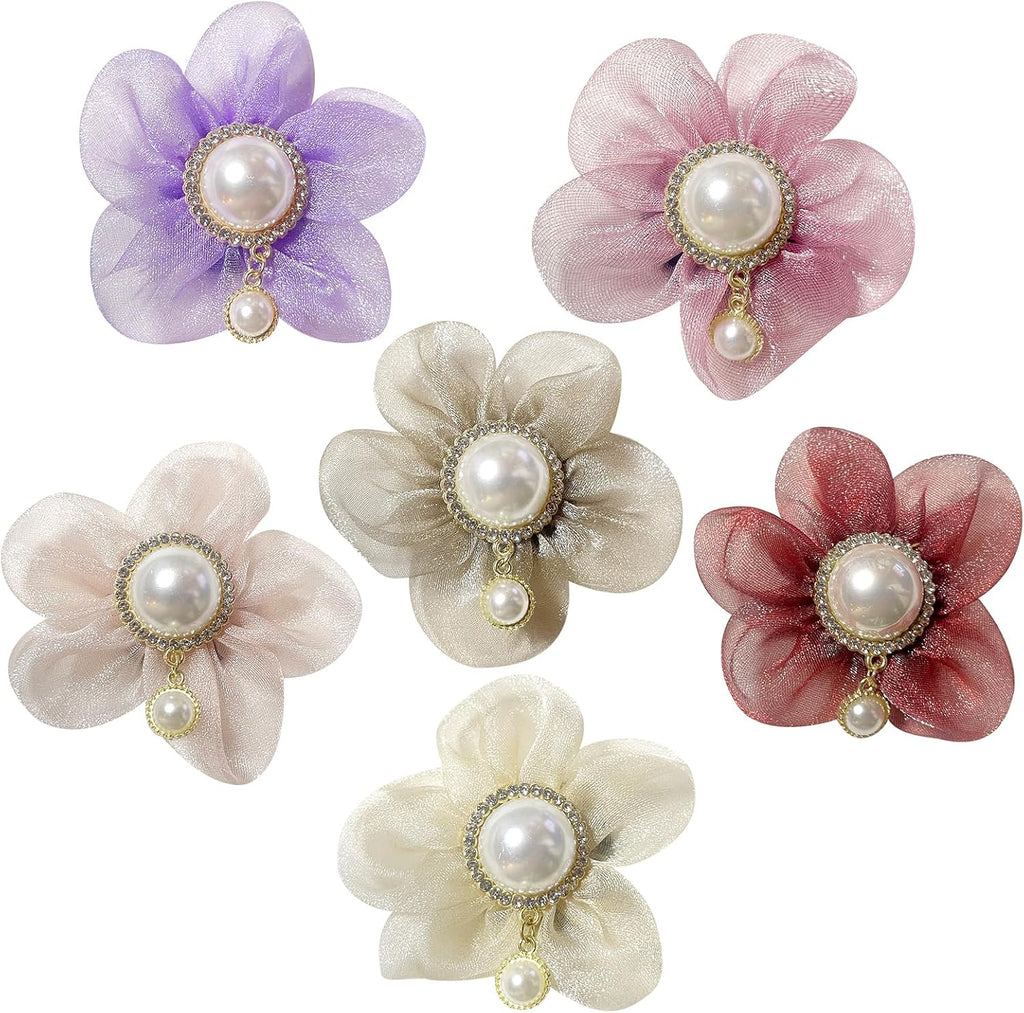 Pearl Flower Dog Collar Accessories Pack of 6, Decorative Flower Charms for Dog and Cat Collars with Pearls - Image 9