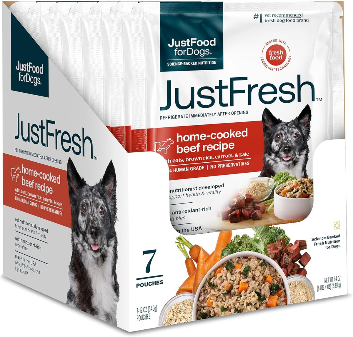 JustFoodForDogs JustFresh Wet Dog Food, Fresh Pet Meals and Toppers with No Preservatives, Resealable Package, Human Grade, Home-Cooked Chicken, 12 oz - 7 Pack - Image 12