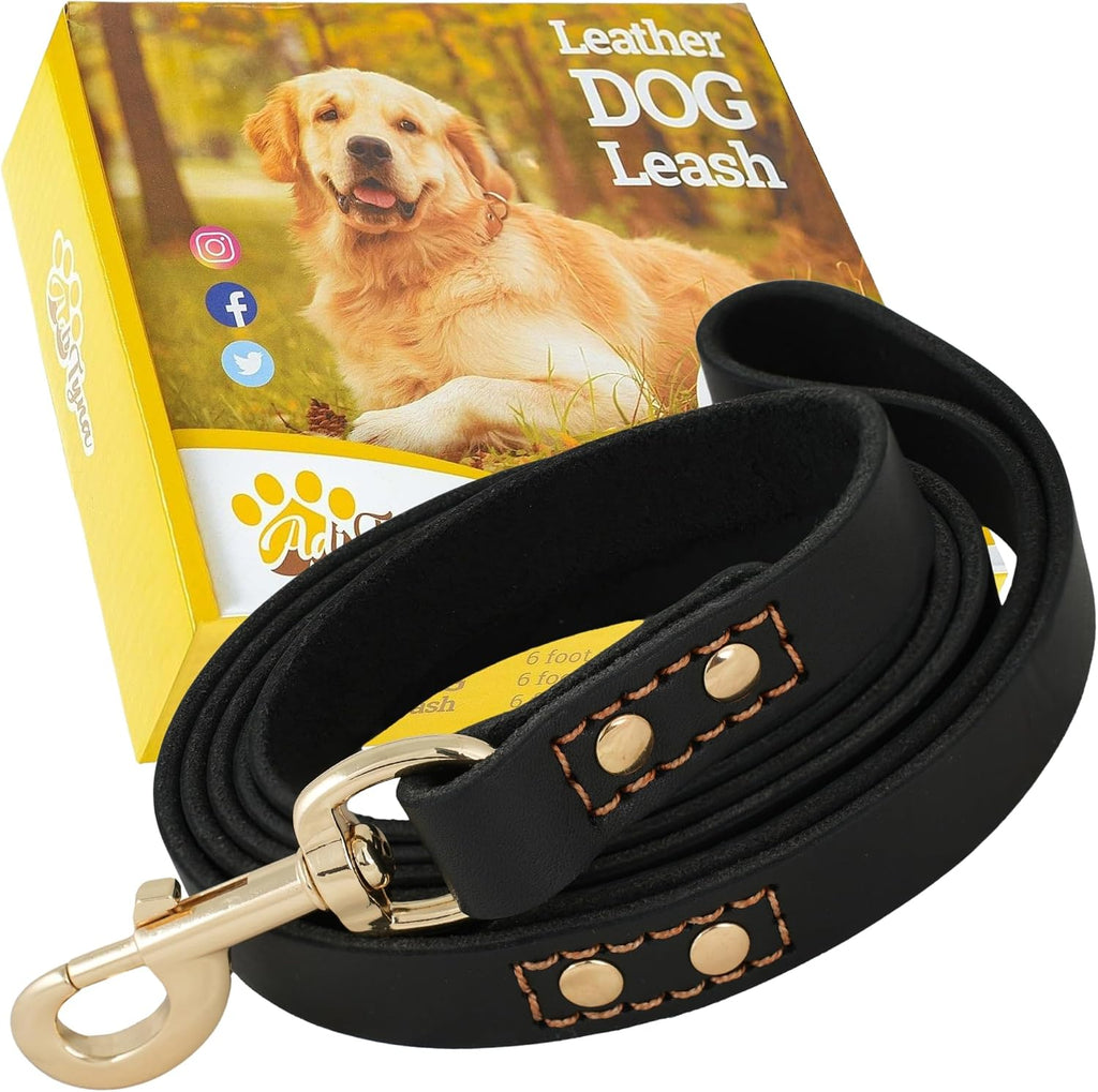 Authentic ADITYNA imported leather dog tracking lead laid out flat on a clean surface.