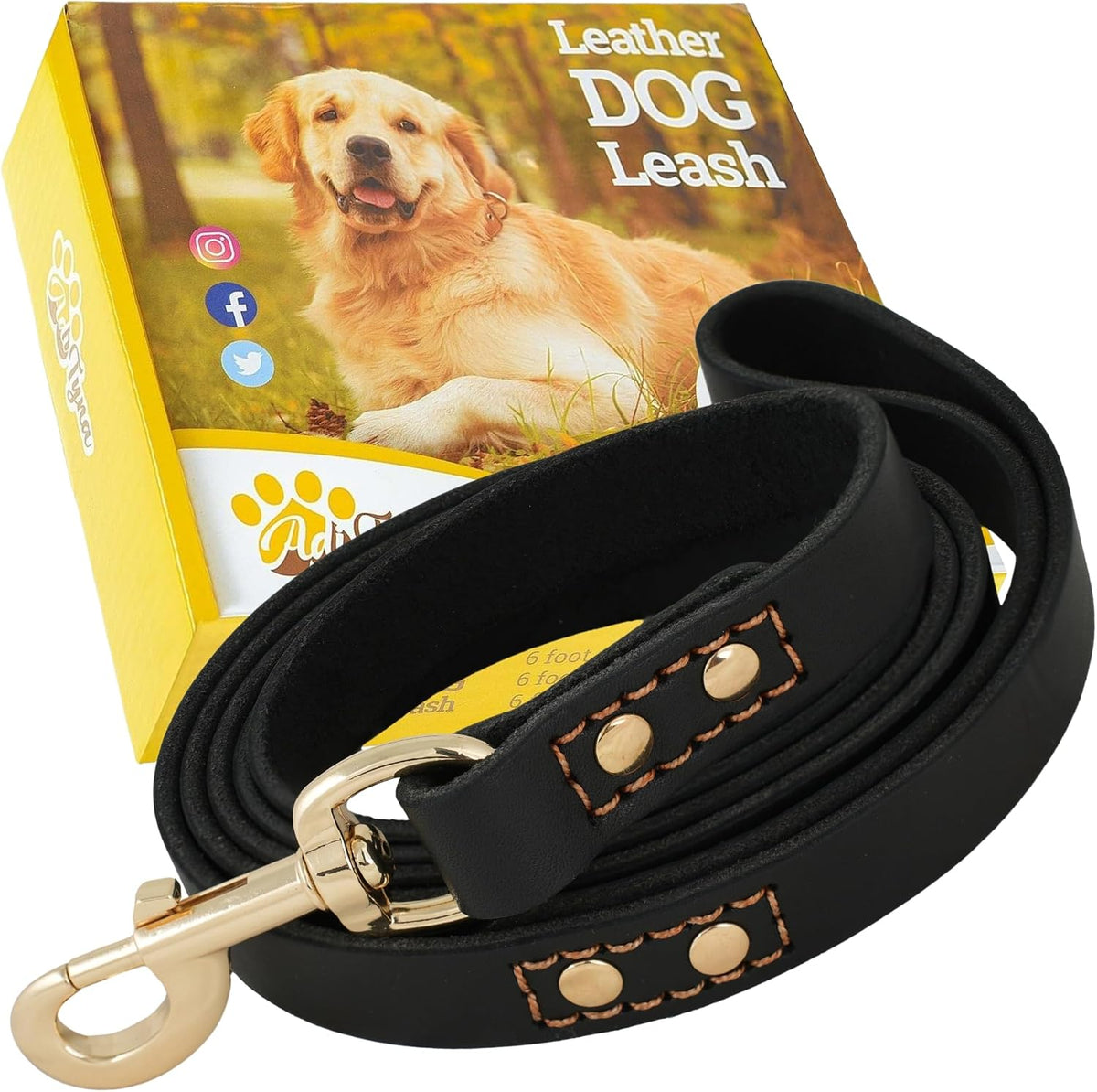 Authentic ADITYNA imported leather dog tracking lead laid out flat on a clean surface.