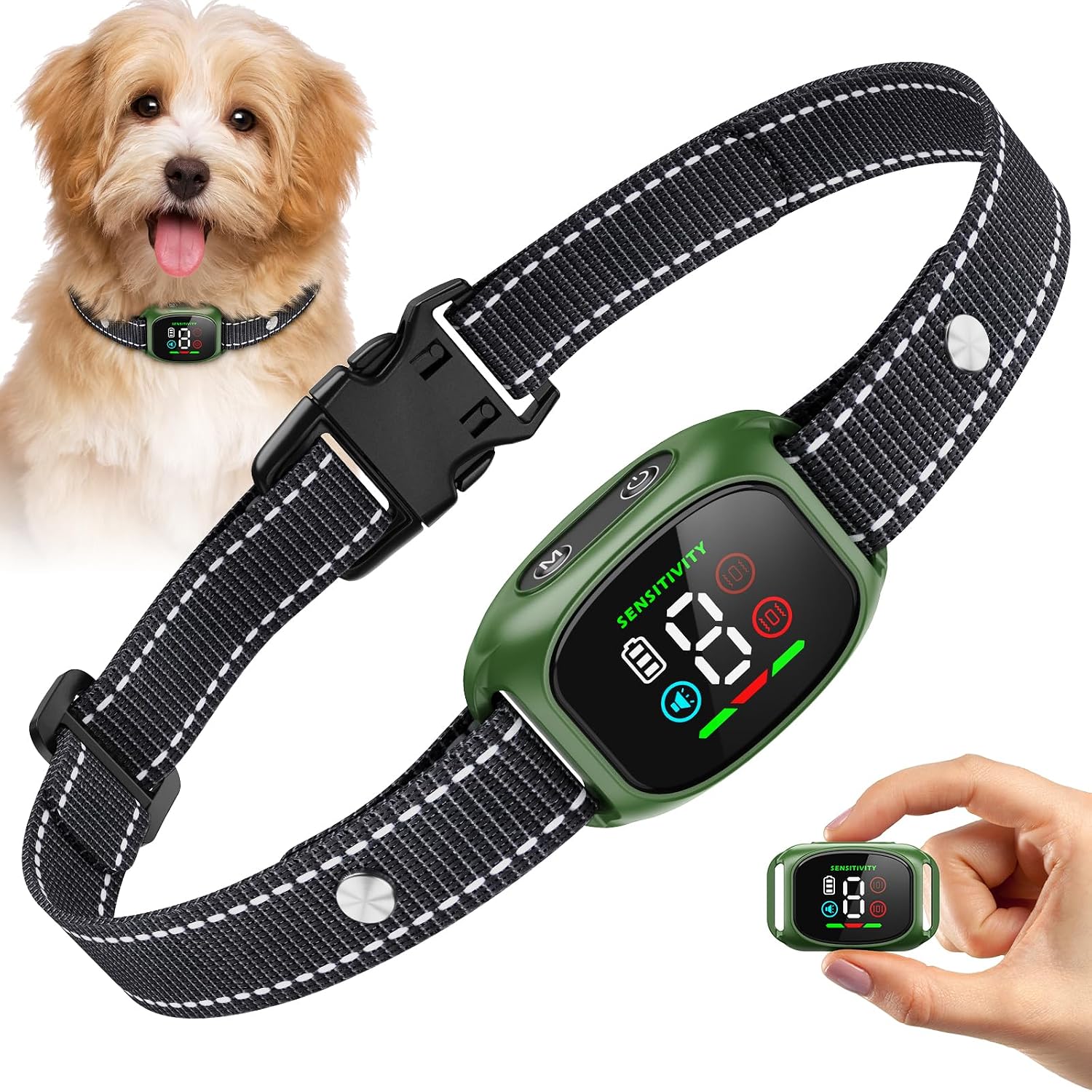 Ricivi bark collar for small dogs front view.