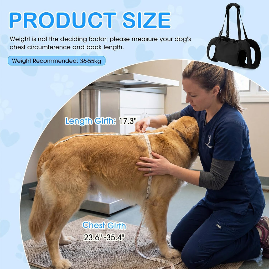 Shinylin Dog Carry Sling Emergency Backpack Pet Legs Support and Rehabilitation Dog Lift Harness Adjustable Lifting Straps Carrier for Senior Dogs Joint Injuries, Arthritis, Hiking, Skiing, Black(L) - Image 3