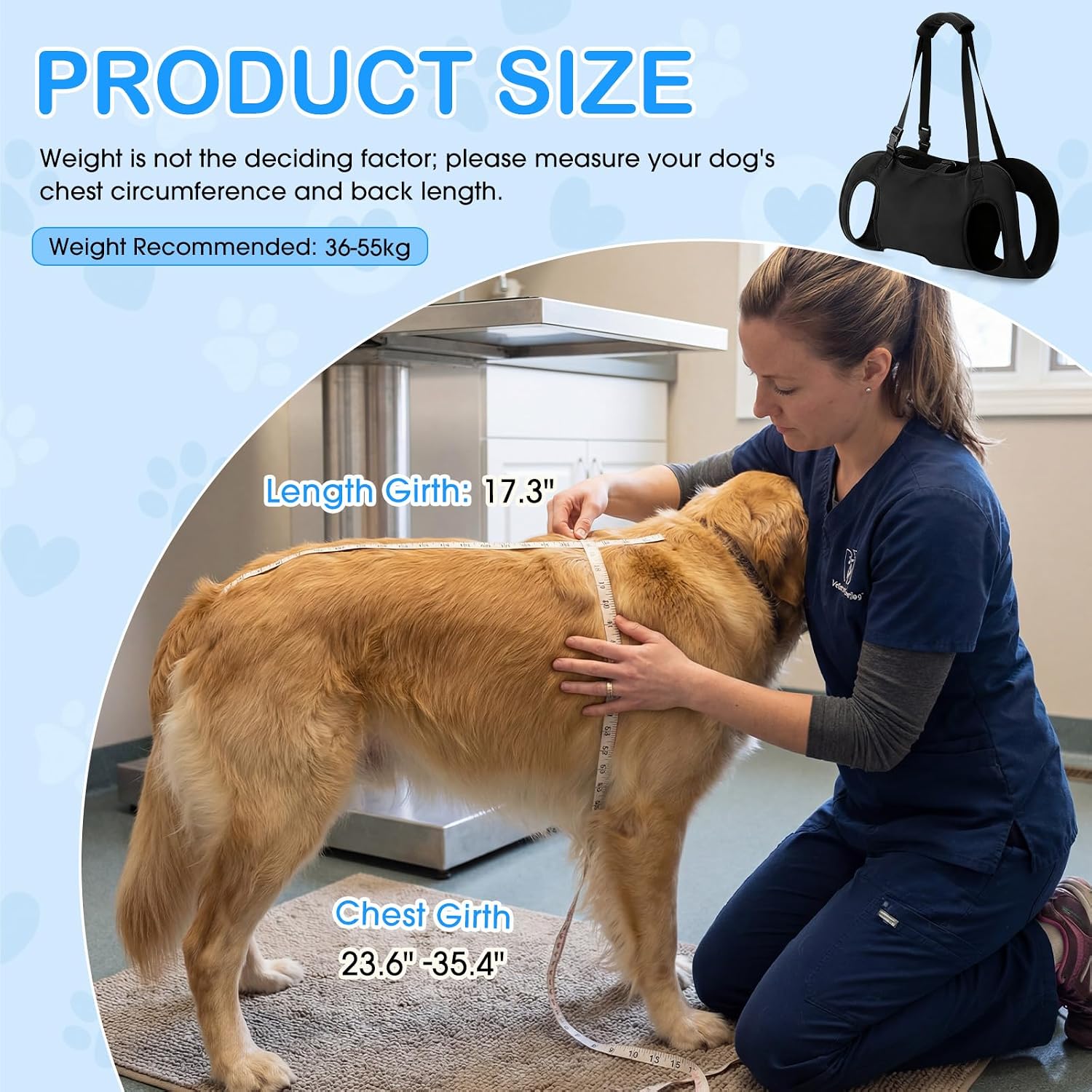 Shinylin Dog Carry Sling Emergency Backpack Pet Legs Support and Rehabilitation Dog Lift Harness Adjustable Lifting Straps Carrier for Senior Dogs Joint Injuries, Arthritis, Hiking, Skiing, Black(L) - Image 3