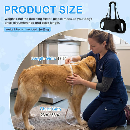 Shinylin Dog Carry Sling Emergency Backpack Pet Legs Support and Rehabilitation Dog Lift Harness Adjustable Lifting Straps Carrier for Senior Dogs Joint Injuries, Arthritis, Hiking, Skiing, Black(L) - Image 3