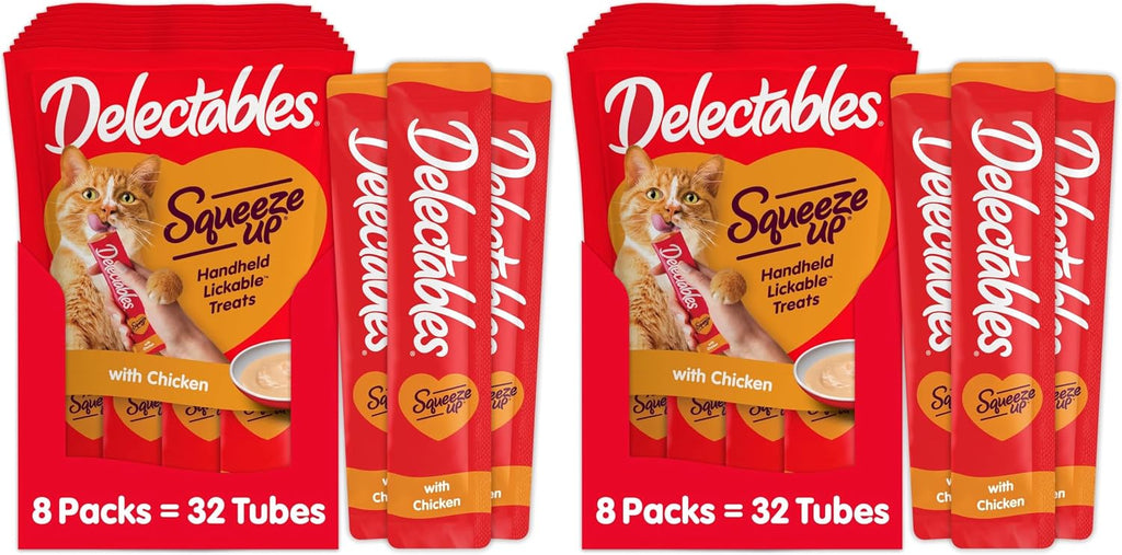 Delectables Squeeze Up Creamy Squeezable Puree, Lickable Wet Cat Treats, Grain Free, No Added Fillers, No By-Products, No Added Preservatives, 0.5 Ounces Chicken & Veggies, 32 Tubes Total - Image 9