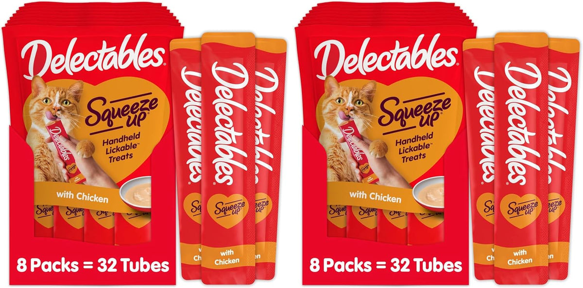 Delectables Squeeze Up Creamy Squeezable Puree, Lickable Wet Cat Treats, Grain Free, No Added Fillers, No By-Products, No Added Preservatives, 0.5 Ounces Chicken & Veggies, 32 Tubes Total - Image 9