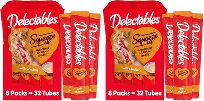 Delectables Squeeze Up Creamy Squeezable Puree, Lickable Wet Cat Treats, Grain Free, No Added Fillers, No By-Products, No Added Preservatives, 0.5 Ounces Chicken & Veggies, 32 Tubes Total - Image 9