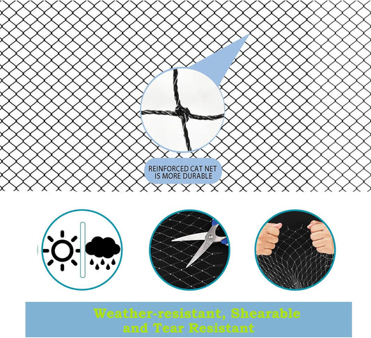Close up of Jumxsrle cat safety net texture and wire reinforcement