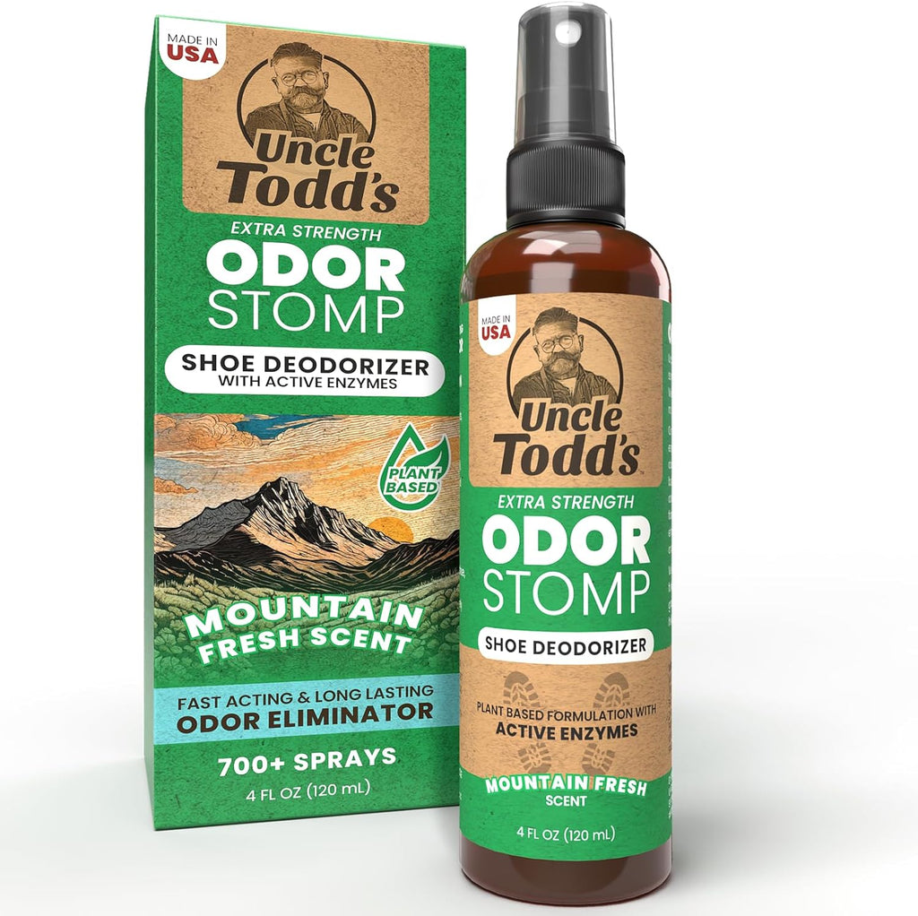 Uncle Todd's Odor Stomp Shoe Deodorizer Spray front view bottle