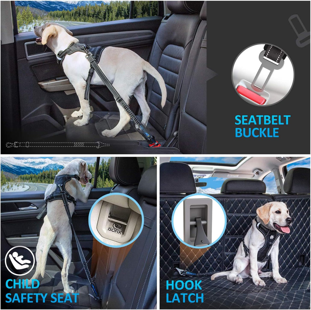 LATCH hook attachment for dog car seat belt