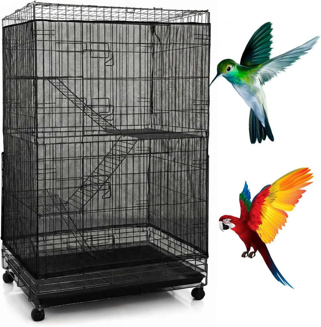 Trinkrittey large bird cage seed catcher front view in black