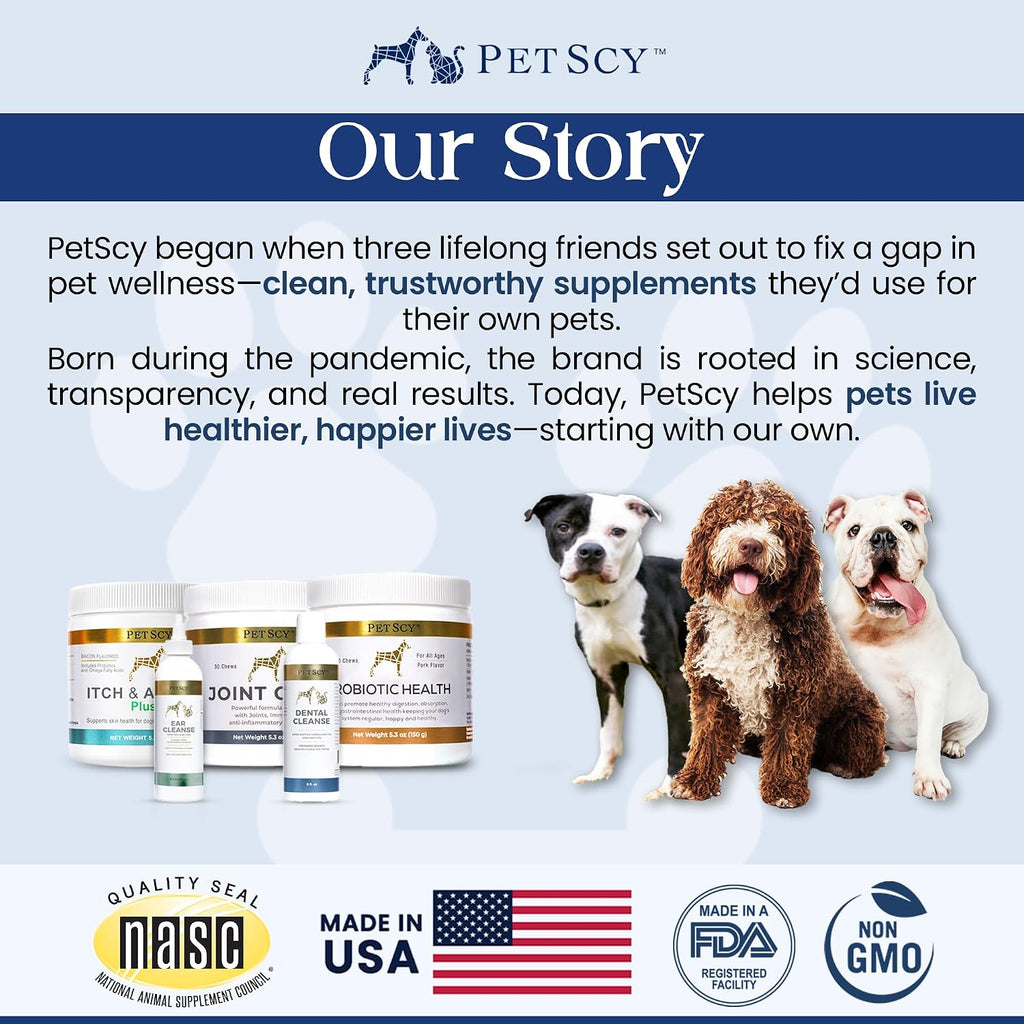 PetScy canine prebiotic and omega three supplement jar for pet immunity