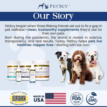 PetScy canine prebiotic and omega three supplement jar for pet immunity