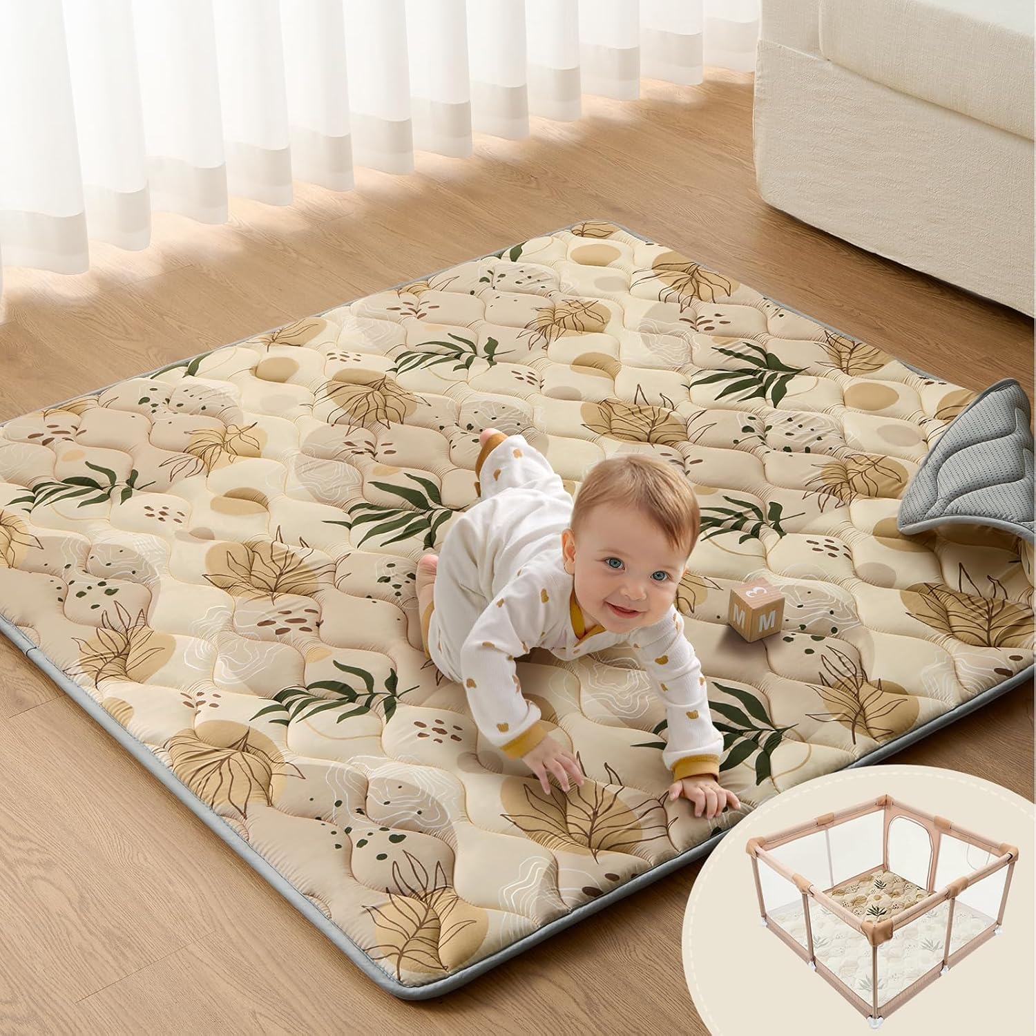 Blissful Diary baby play mat 50x50 front view earth tones
