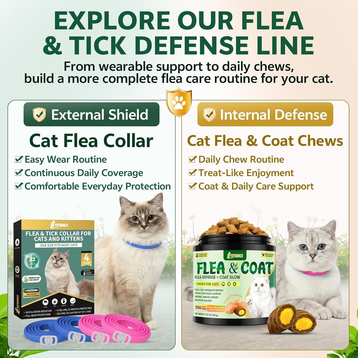 4 Pack Flea Collar for Cats, 32 Months Flea and Tick Prevention for Cat, Waterproof & Natural Cat Flea and Tick Treatment, Adjustable for Cats Kittens(Blue&Pink) - Image 9