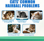 Just Try three hundred bites hairball relief for cats product packaging with cat grass ingredient highlight