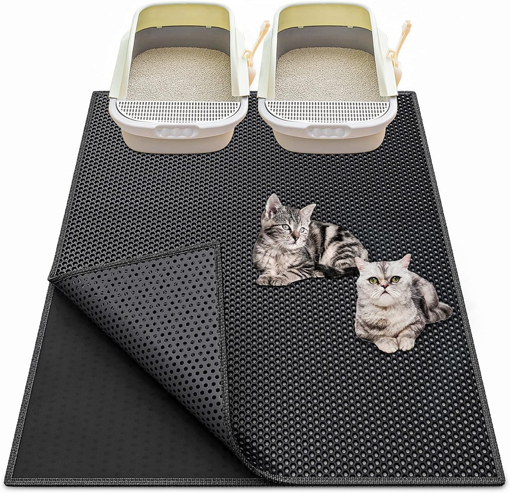 Waretary Cat Litter Box Mat: 36"x 30" Waterproof Kitty Cat Litter Trapping Mat, Easy-clean Double-layer Scatter Control Pad Rug (Grey) - Image 10