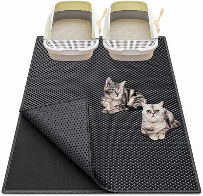 Waretary Cat Litter Box Mat: 36"x 30" Waterproof Kitty Cat Litter Trapping Mat, Easy-clean Double-layer Scatter Control Pad Rug (Grey) - Image 10